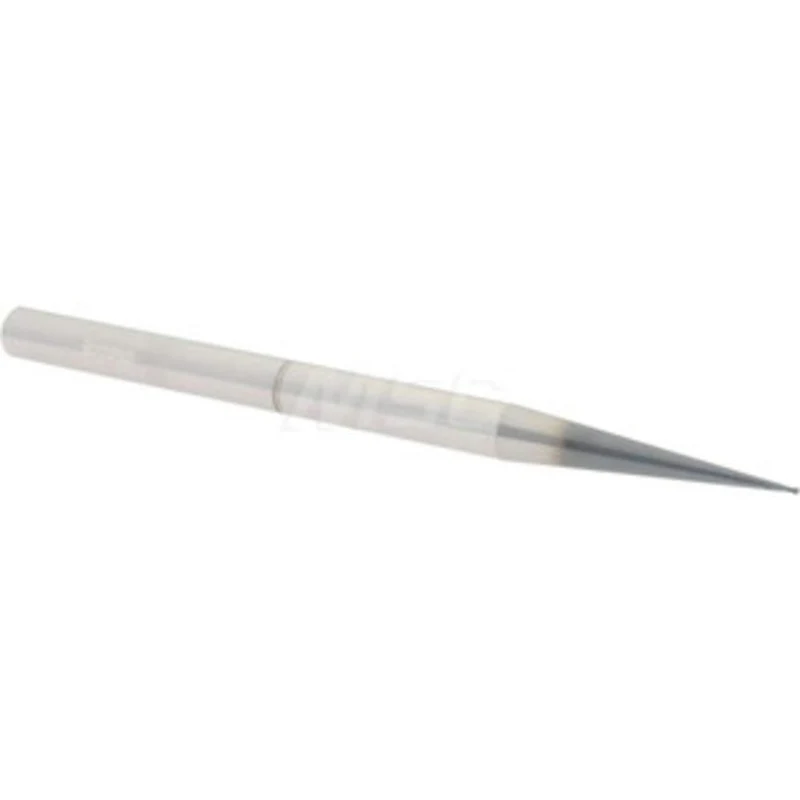 Accupro 5 per Side 1/32 Small End Diam 1/32 LOC 2-Flute Solid Carbide Tapered Ball End Mill AlTiN Finish, 1/4 Shank D...